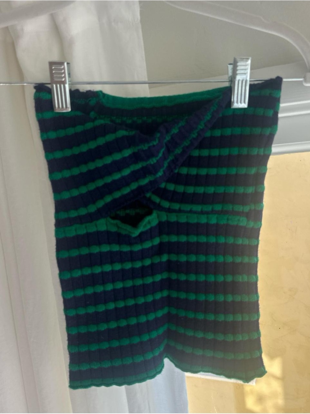 Navy and Green Striped Tube Top